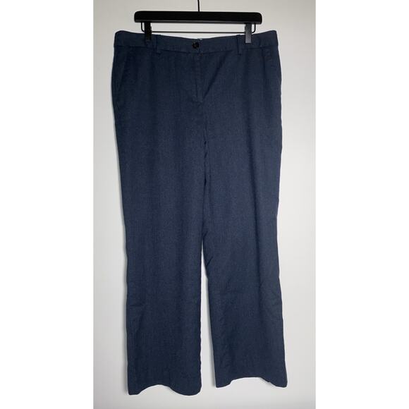 Talbots Women Italian Flannel Wool Windsor Curvy Wide Leg Pants Size 12 Blue - Picture 1 of 6